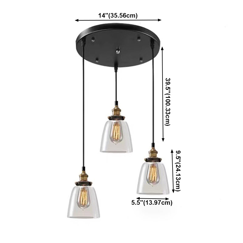 Industrial Vintage Geometric Pendant Light Electroplate Iron Hanging Lamp with Glass Shade