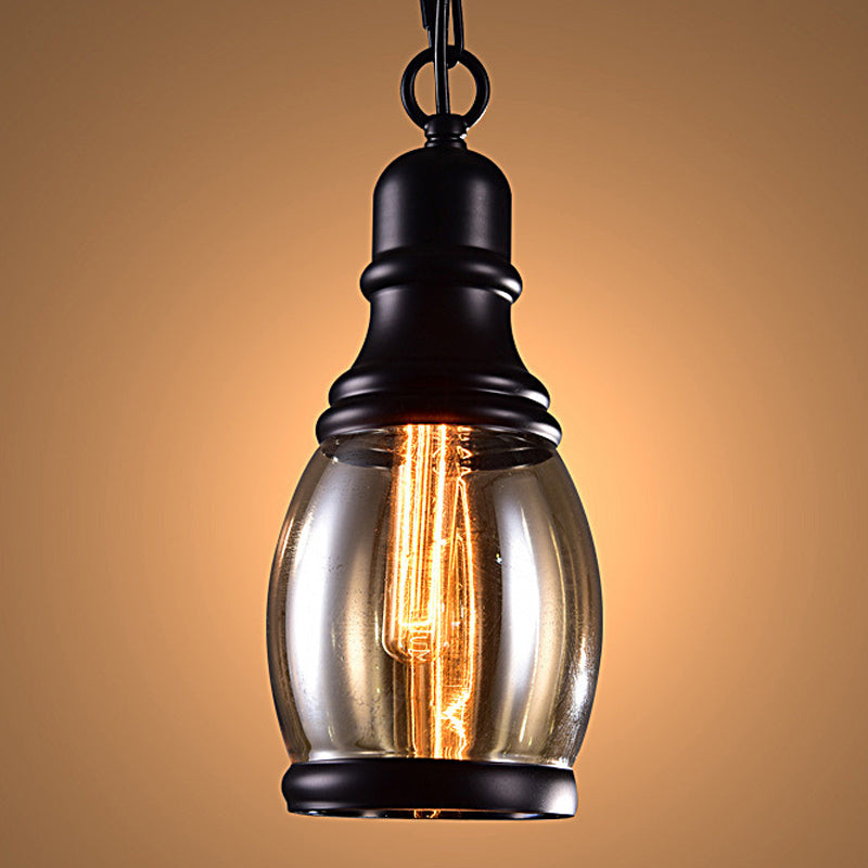 Lampada sospesa geometrica vintage industriale Lampade a sospensione con tonalità in vetro ambra