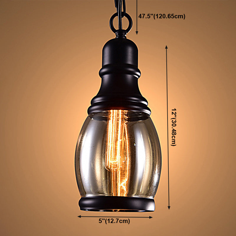 Lampada sospesa geometrica vintage industriale Lampade a sospensione con tonalità in vetro ambra