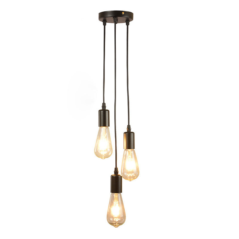 Lampada sospesa a 3 luci vintage industriale Light a sospensione in ferro battuto per spazi interni