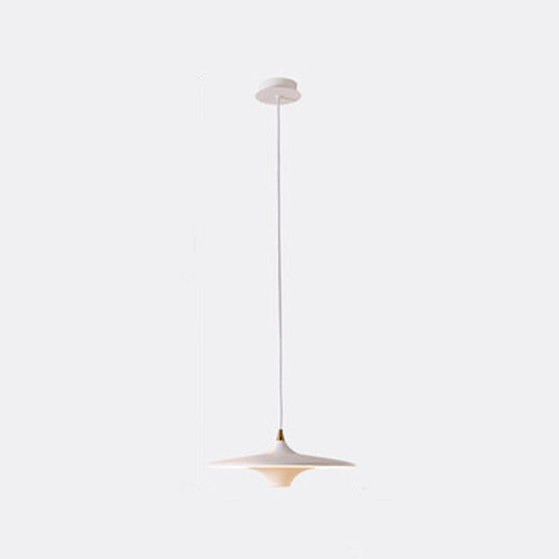 Moderne minimalistische LED -hangende lamp gelakte ijzeren schotel hanglamp met acrylschaduw