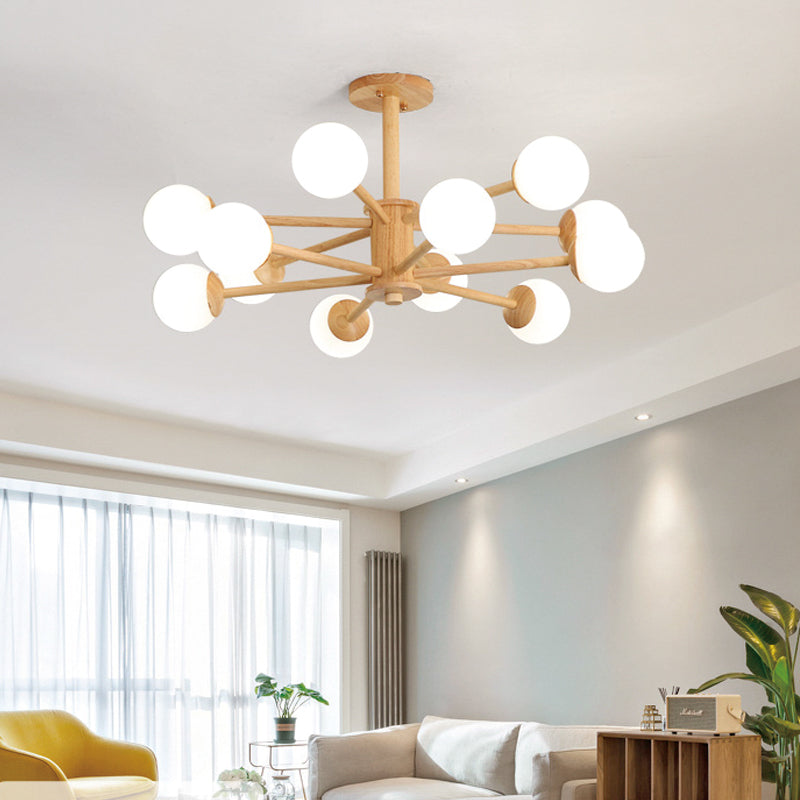 Beige Chandelier Light Fixtures Modern Multi-Head Hanging Pendant Lamps for Living Room