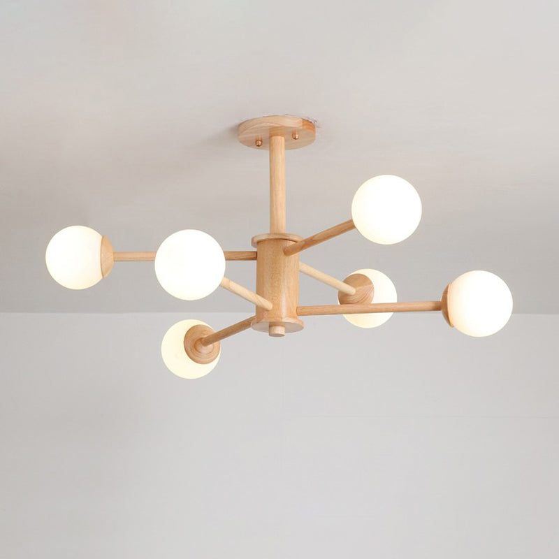 Beige Chandelier Light Fixtures Modern Multi-Head Hanging Pendant Lamps for Living Room