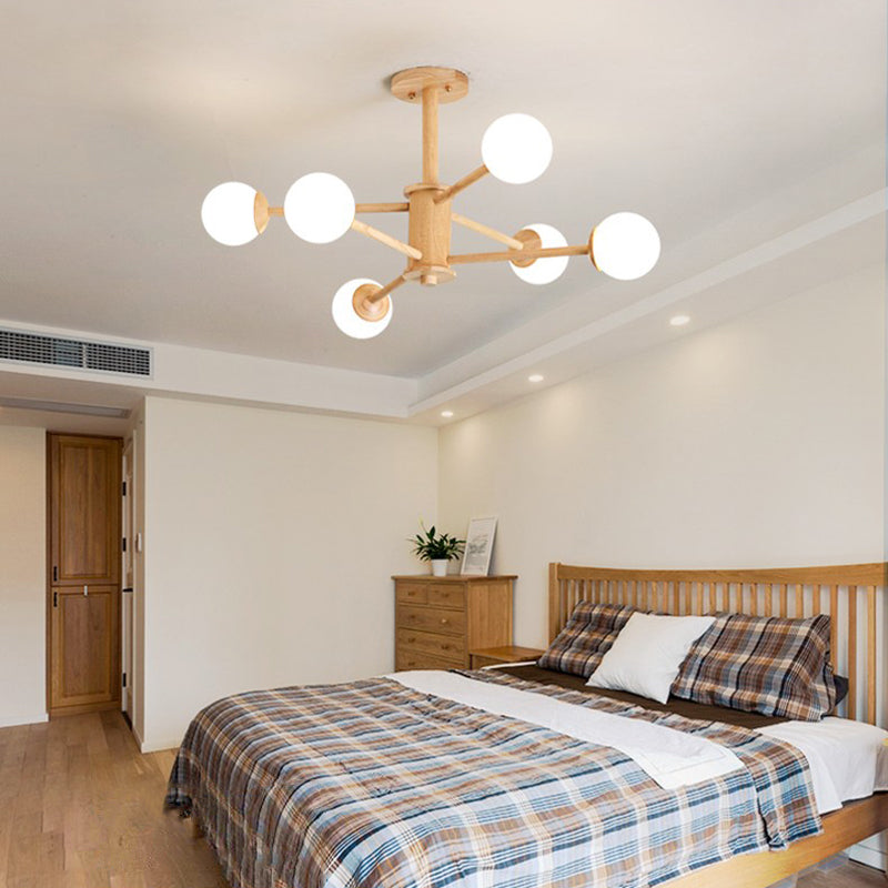 Beige Chandelier Light Fixtures Modern Multi-Head Hanging Pendant Lamps for Living Room