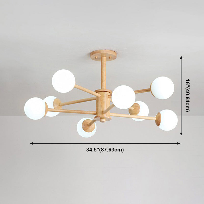 Beige Chandelier Light Fixtures Modern Multi-Head Hanging Pendant Lamps for Living Room