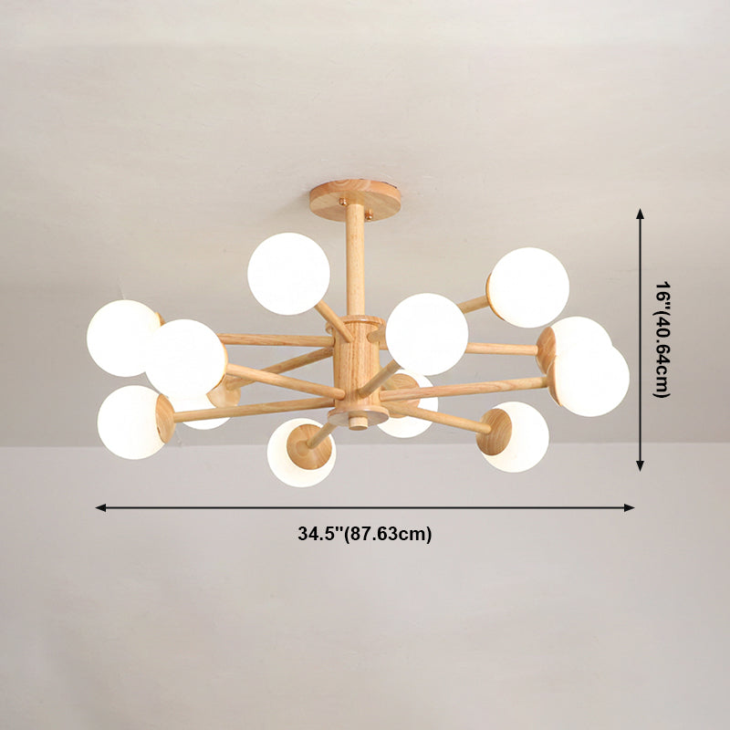 Beige Chandelier Light Fixtures Modern Multi-Head Hanging Pendant Lamps for Living Room
