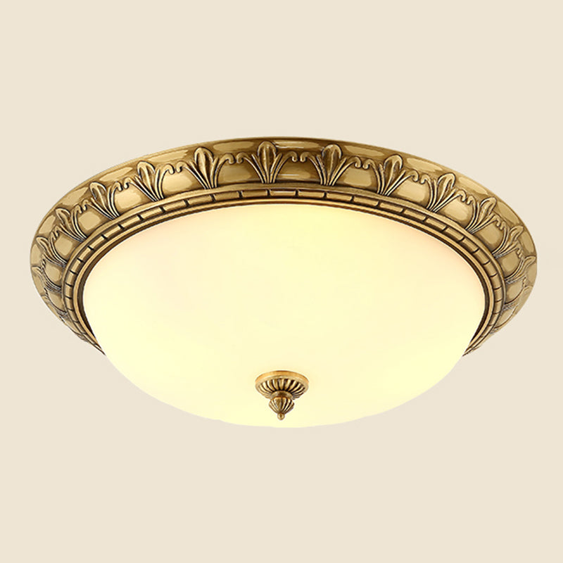 Traditional Flush Mount Light White Glass Shade Ceiling Lamp for Coffee Shop