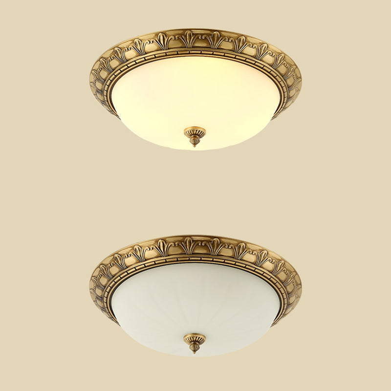 Traditional Flush Mount Light White Glass Shade Ceiling Lamp for Coffee Shop