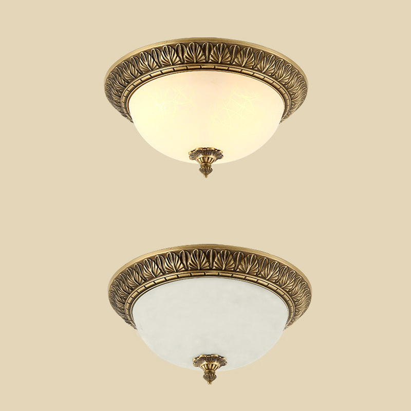 Traditional Flush Mount Light White Glass Shade Ceiling Lamp for Coffee Shop