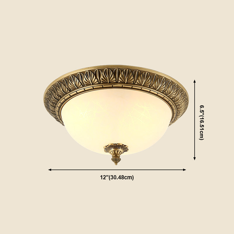 Traditional Flush Mount Light White Glass Shade Ceiling Lamp for Coffee Shop