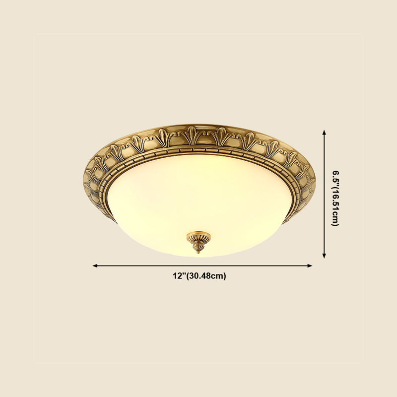 Traditional Flush Mount Light White Glass Shade Ceiling Lamp for Coffee Shop