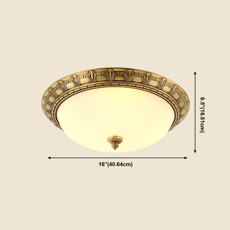 Traditional Flush Mount Light White Glass Shade Ceiling Lamp for Coffee Shop
