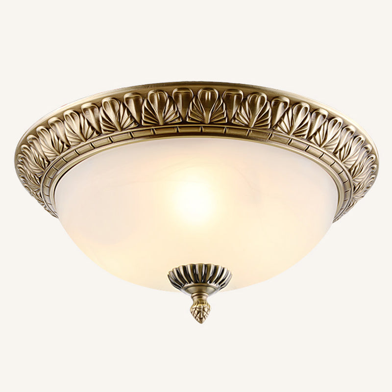 Plafondlamp in traditionele stijl, glazen kap, inbouwlamp voor zitkamer