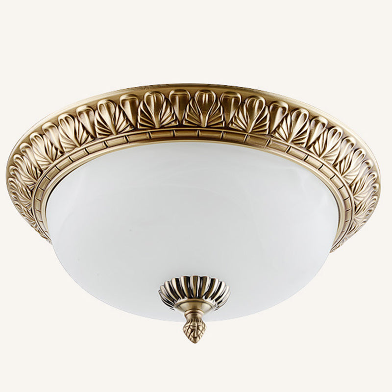 Plafondlamp in traditionele stijl, glazen kap, inbouwlamp voor zitkamer