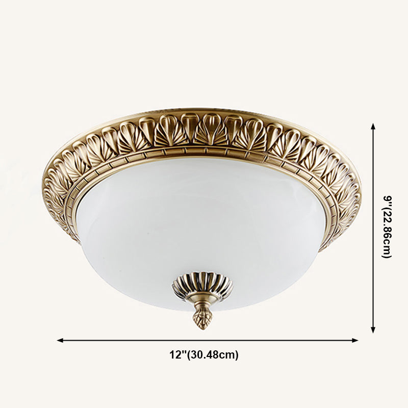 Plafondlamp in traditionele stijl, glazen kap, inbouwlamp voor zitkamer