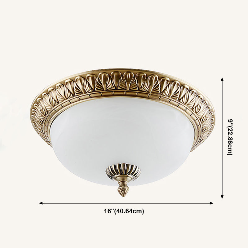 Plafondlamp in traditionele stijl, glazen kap, inbouwlamp voor zitkamer