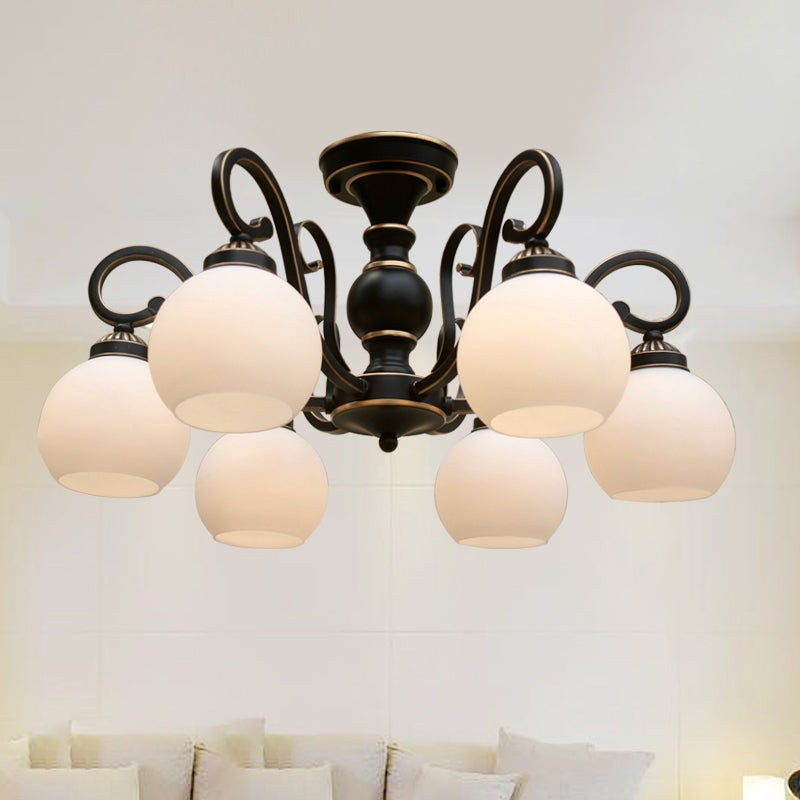 Traditional Ceiling Light Globe Glass Shade Flush Mount Light for Bedroom Living Room