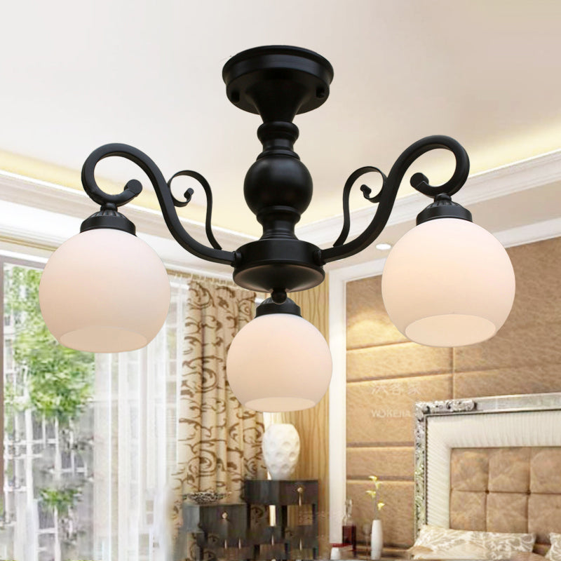 Traditional Ceiling Light Globe Glass Shade Flush Mount Light for Bedroom Living Room