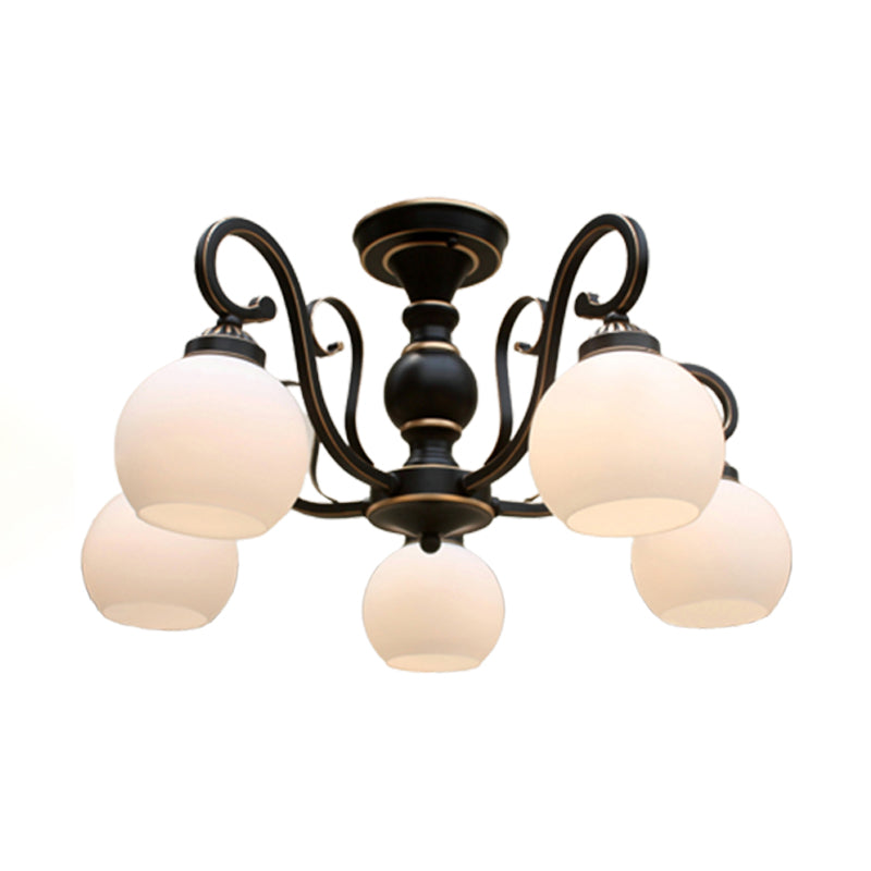 Traditional Ceiling Light Globe Glass Shade Flush Mount Light for Bedroom Living Room