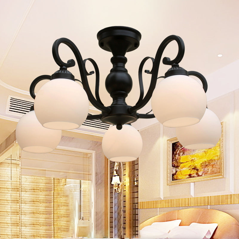 Traditional Ceiling Light Globe Glass Shade Flush Mount Light for Bedroom Living Room