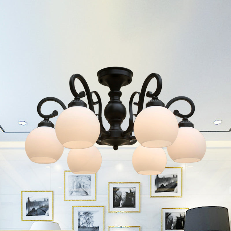 Traditional Ceiling Light Globe Glass Shade Flush Mount Light for Bedroom Living Room