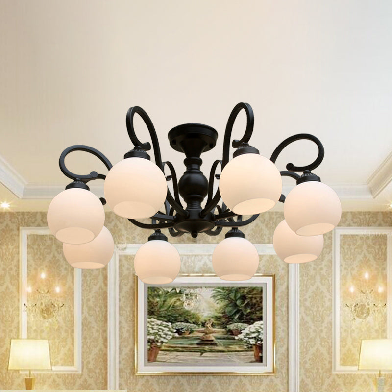 Traditional Ceiling Light Globe Glass Shade Flush Mount Light for Bedroom Living Room