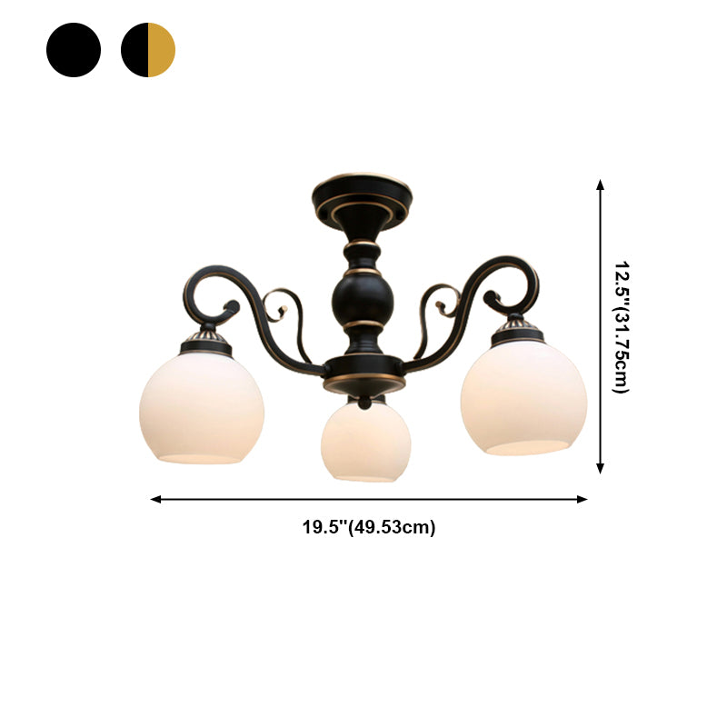 Traditional Ceiling Light Globe Glass Shade Flush Mount Light for Bedroom Living Room