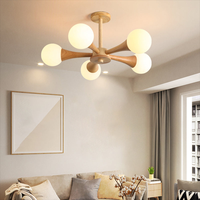 Globe Chandelier Light Fixtures Modern Multi-Head Hanging Pendant Lights with White Glass Shade