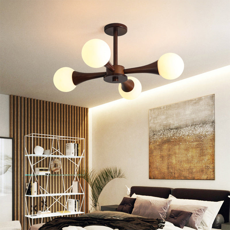 Globe Chandelier Light Fixtures Modern Multi-Head Hanging Pendant Lights with White Glass Shade