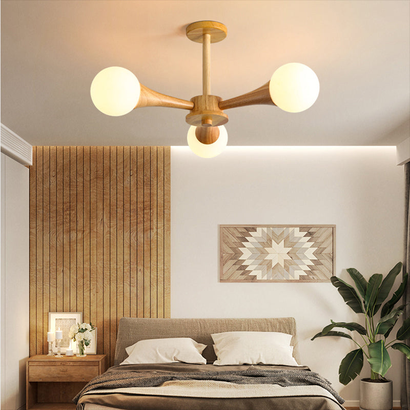 Globe Chandelier Light Fixtures Modern Multi-Head Hanging Pendant Lights with White Glass Shade