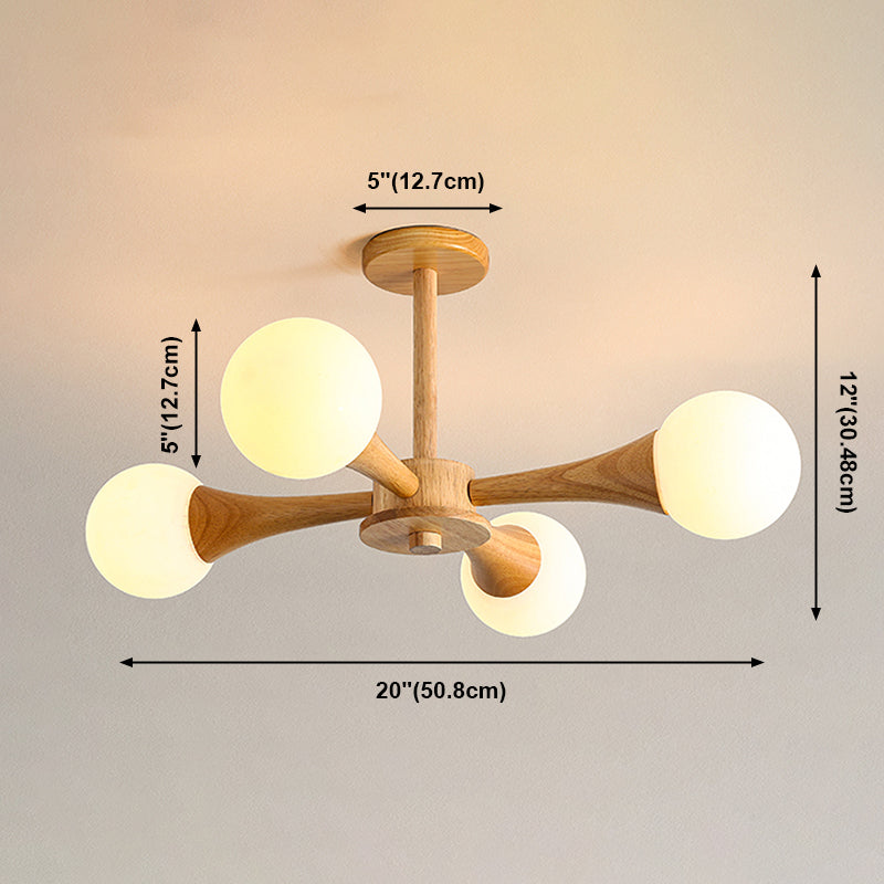 Globe Chandelier Light Fixtures Modern Multi-Head Hanging Pendant Lights with White Glass Shade