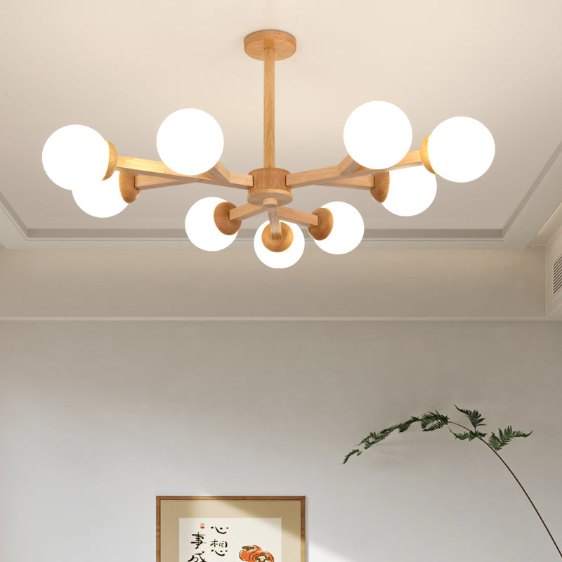 Globe Chandelier Light Fixtures Modern Multi-Head Hanging Pendant Lamps with White Glass Shade