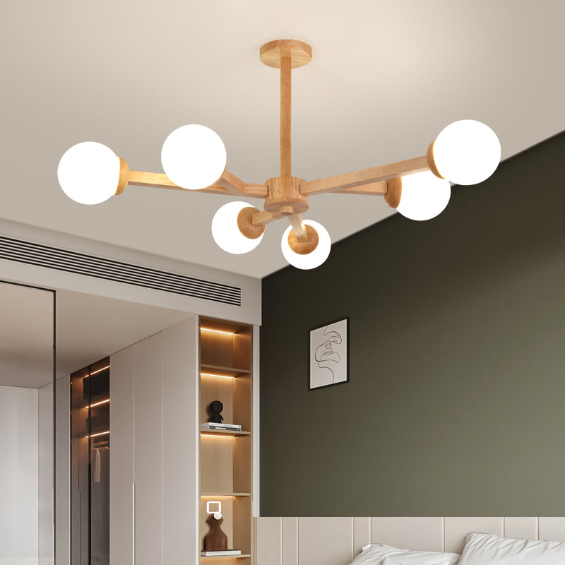 Globe Chandelier Light Fixtures Modern Multi-Head Hanging Pendant Lamps with White Glass Shade