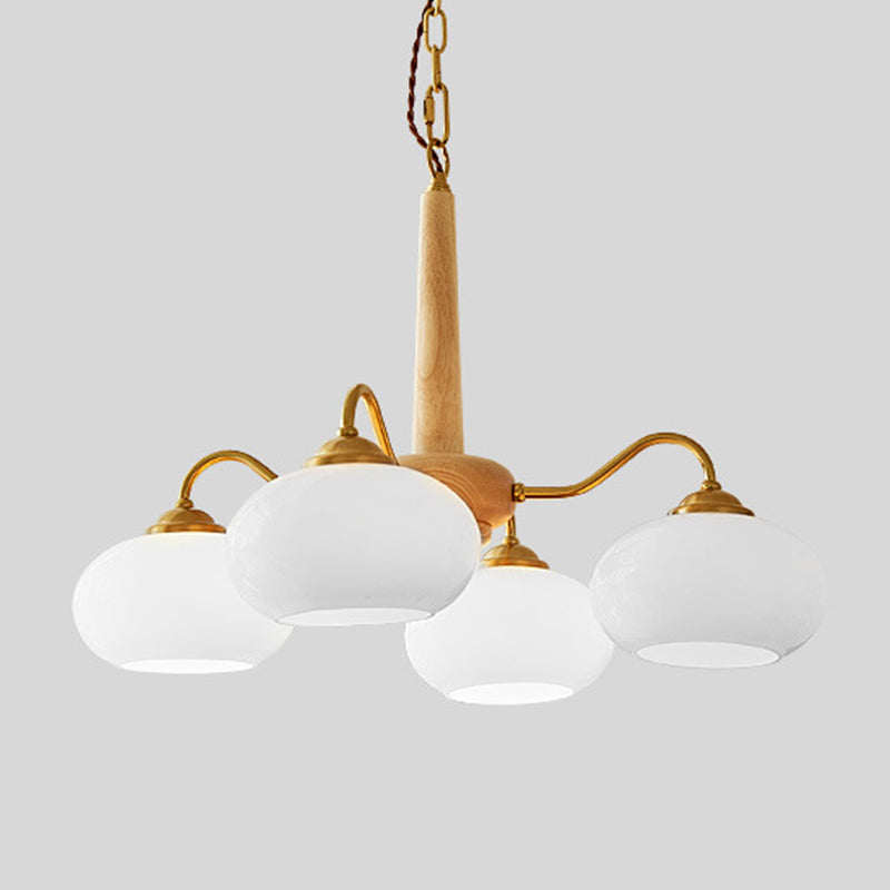 Bowl Chandelier Light Fixtures Modern Multi-Head Hanging Pendant Lamps with White Glass Shade