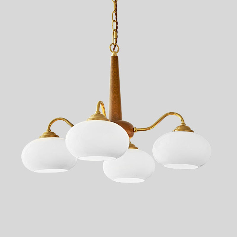 Bowl Chandelier Light Fixtures Modern Multi-Head Hanging Pendant Lamps with White Glass Shade