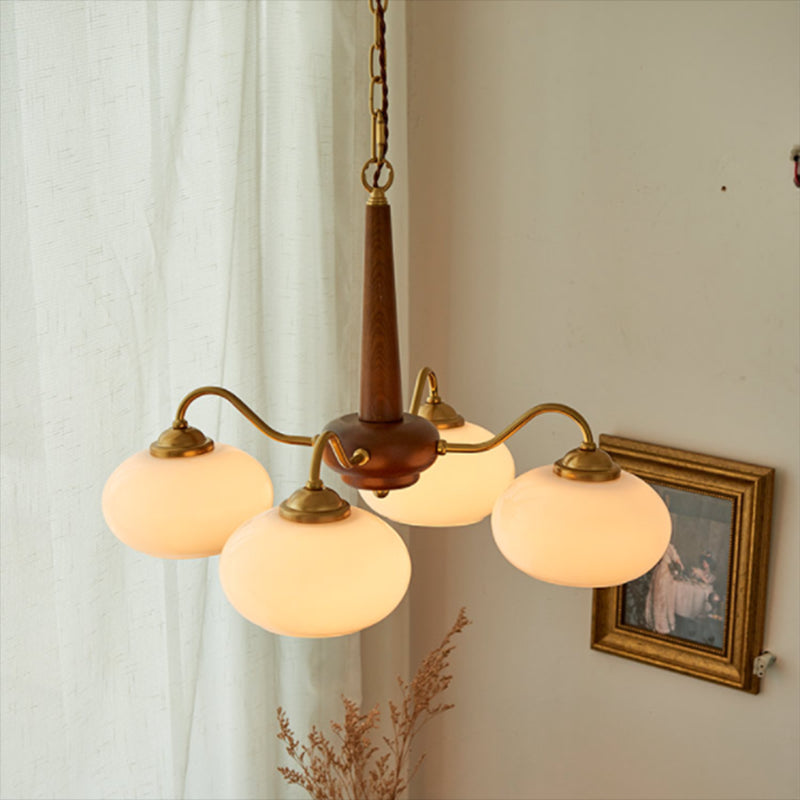 Bowl Chandelier Light Fixtures Modern Multi-Head Hanging Pendant Lamps with White Glass Shade