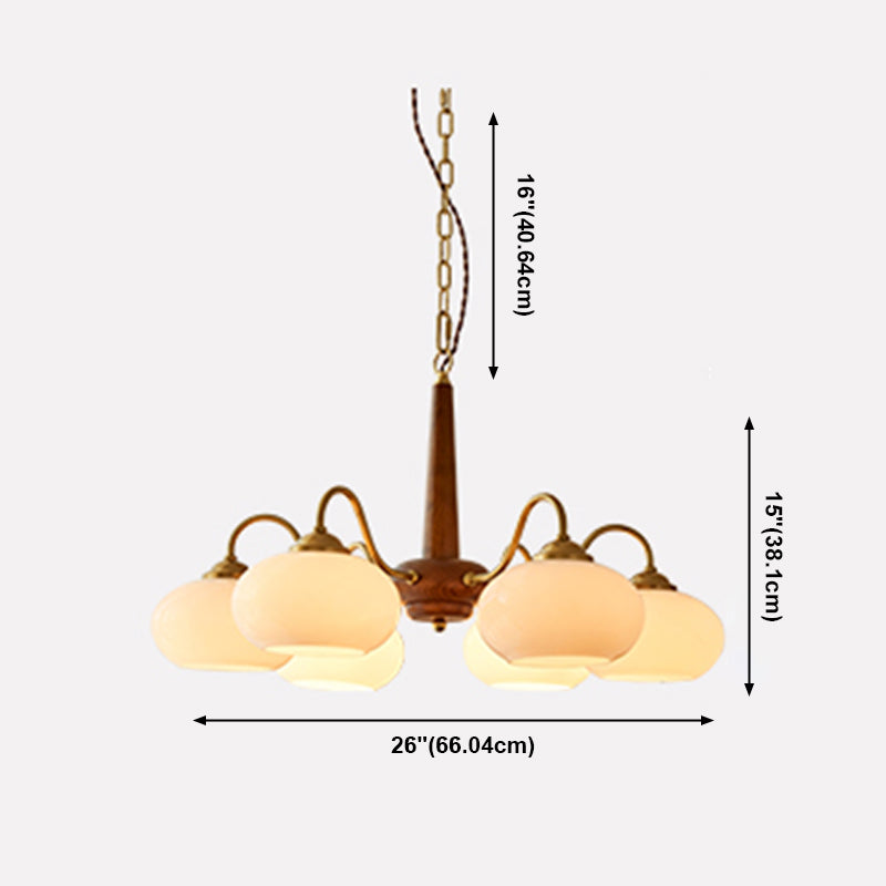 Bowl Chandelier Light Fixtures Modern Multi-Head Hanging Pendant Lamps with White Glass Shade