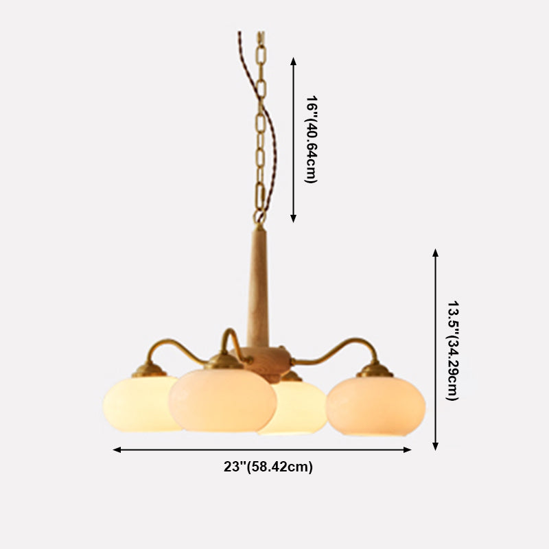 Bowl Chandelier Light Fixtures Modern Multi-Head Hanging Pendant Lamps with White Glass Shade