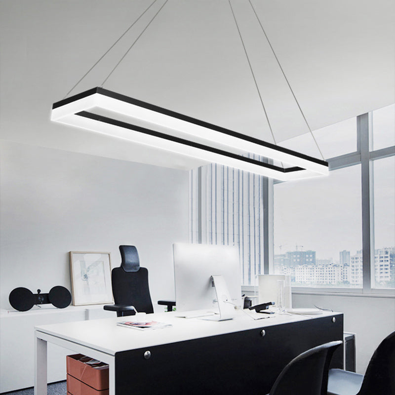 Nordic Modern Hanging Light Office LED Einfache Rechteck -Anhängerleuchte