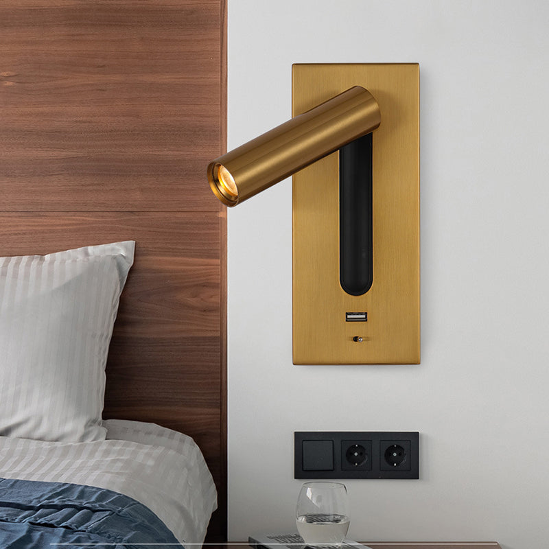 Lampada montata a parete a parete a parete in metallo contemporaneo per la lampada di lettura del letto per camera da letto