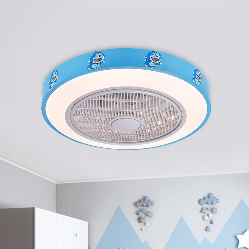 19.5 "de ancho acrílico Circular semi flanpletería Lámpara de ventilador de techo colgante de niños LED LED en blanco/azul/rosa
