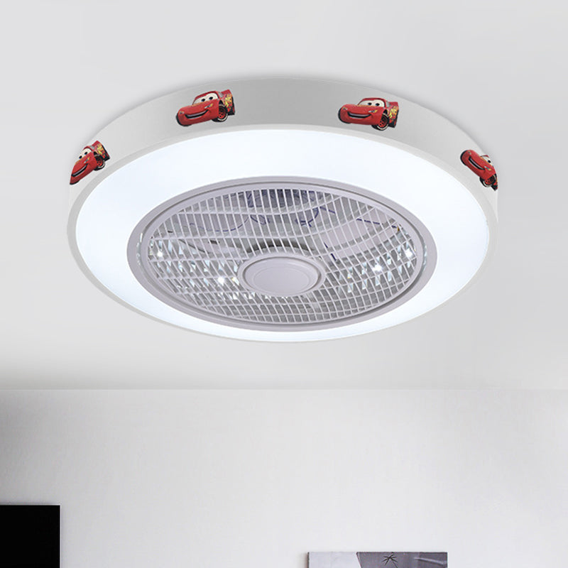 19.5 "de ancho acrílico Circular semi flanpletería Lámpara de ventilador de techo colgante de niños LED LED en blanco/azul/rosa