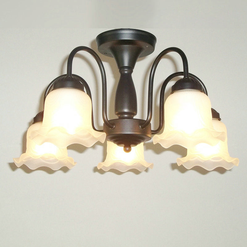 Lámpara de techo para salón de dormitorio con sombra de flores y luz empotrada de estilo tradicional