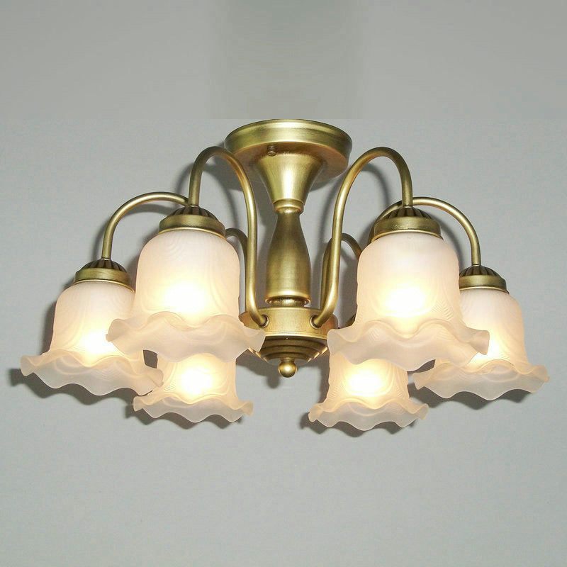 Lámpara de techo para salón de dormitorio con sombra de flores y luz empotrada de estilo tradicional