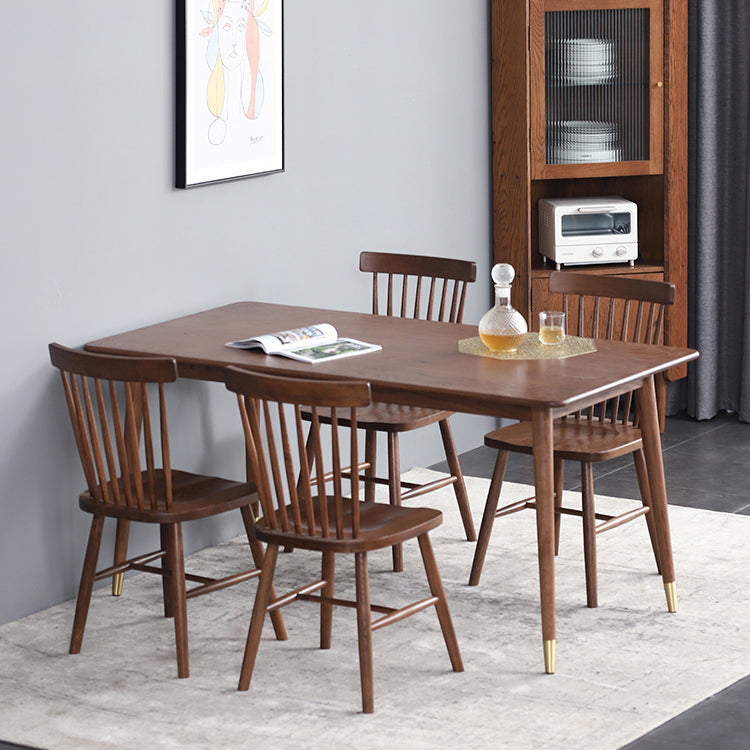 Mesa de comedor rectangular tradicional de madera sólida Mesa de comedor de madera con 4 patas
