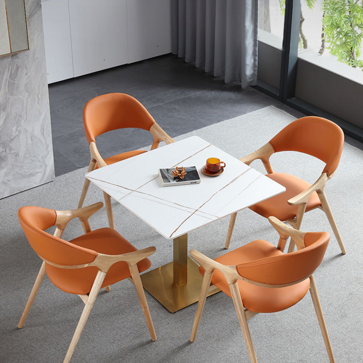 Industrial Square Esstisch gesinterte Steintisch mit Metallbasis für Zuhause