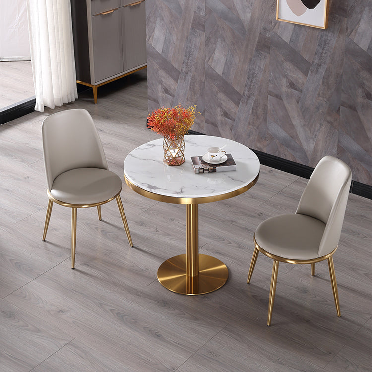 Table à manger en marbre, Table ronde à Base métallique à piédestal unique pour la maison
