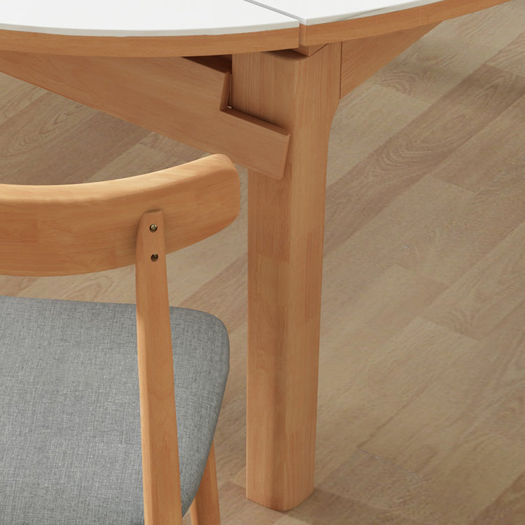 Moderner Stil runder Esstisch Weiß gesinterte Steintisch mit Holzbasis