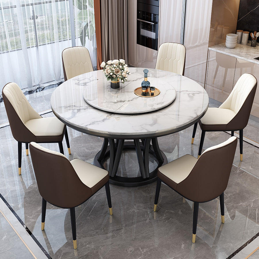 Simplicidad Mesa de comedor Base de madera de ceniza Mesa redonda de una sola base para el hogar