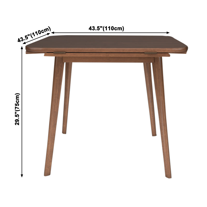 Uitbreidbare ronde eettafel in bruine moderne verstelbare rubberen houten tafel met 4 poten